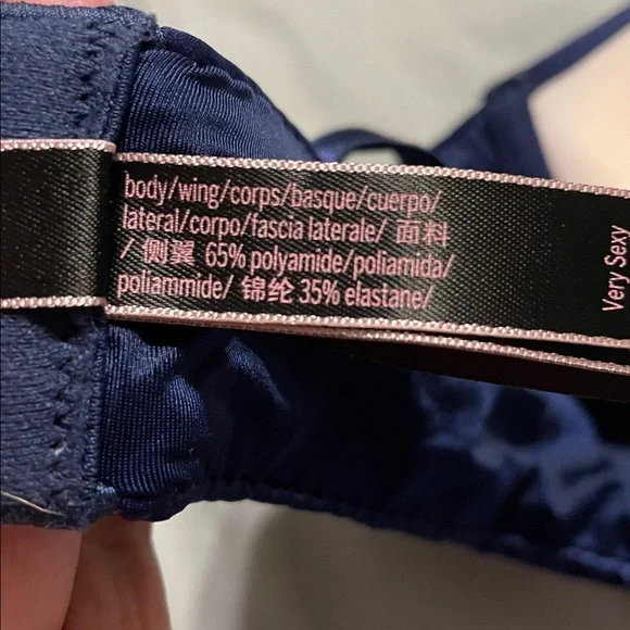 Victoria's Secret Very Sexy Push-Up Rhinestone Straps Midnight Blue Bra 36F (3D) - Picture 3 of 10